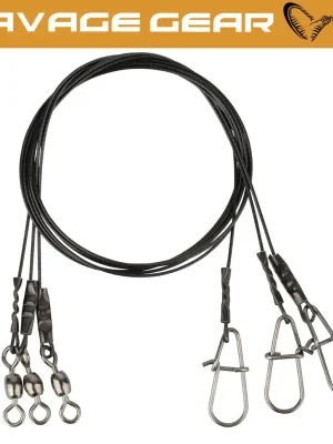 Savage Gear Black7 Stahlvorfach 40cm 0,60mm 25kg - 3 Hechtvorfächer Saisonangebot