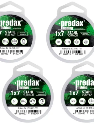 Angebot Predax Stahlvorfach 1x7 - 4 Spulen a 5m (14,20,27 & 41kg) - Vorfach