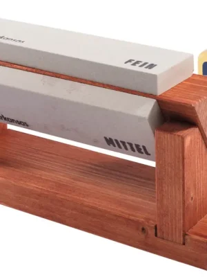 Holzblock mit drei Abziehsteinen Top-Angebot