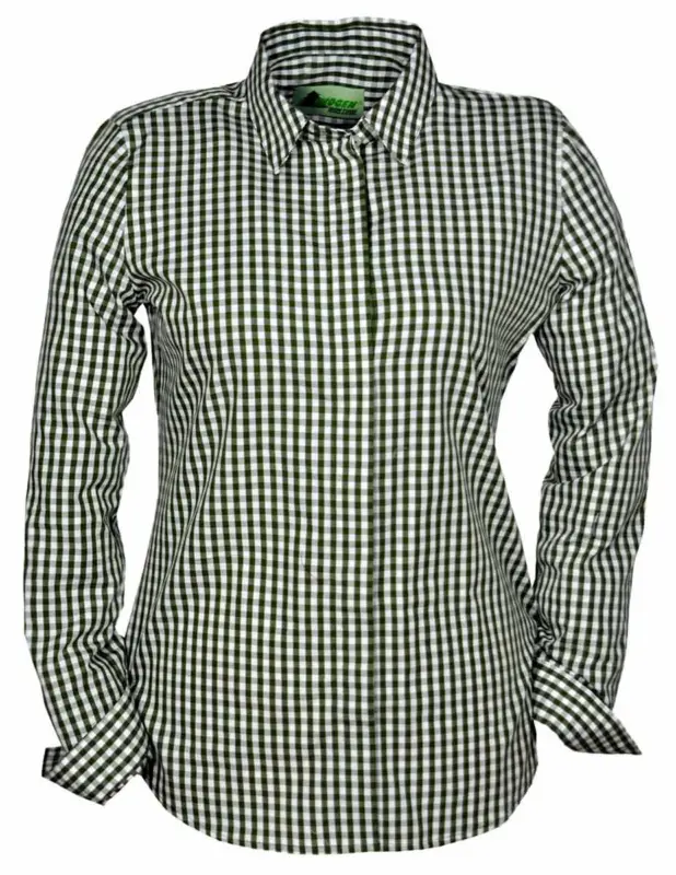 Neuheit Skogen Bluse Outdoor Karo, Oliv, G 34