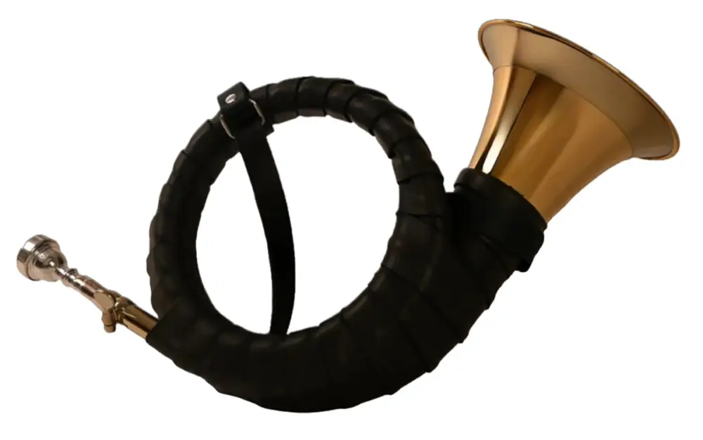 Günstig Kühnl&Hoyer Fürst-Plesshorn B Mod. 1344 Echtlederwicklung, Goldlack Goldmessing, Neusilberkranz, weite Mensur, Neusilberstimmzug und Trompetenmundstück, Ledertrageriemen