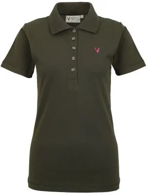 Sofort Bestellen Hubertus Damen-Piqueshirt Kurzarm (oliv/pink)